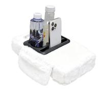 Center Console Cover - Plush Armrest Cushion Protector For Vehicle Interior | Soft Winter Warm Pad Perfect For Car Suv Truck, Fuzzy Decorative Mat Adds Comfort Style, 36x19x7cm Black White Yellow