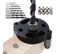 Center Spinner Drill Guide, aluminio aleación Hole Drilling Kit for Woodworking, Precision Drilling Jigs with 6 mm, 8 mm and 10 mm Bushings for Furniture Manufacturing Projects