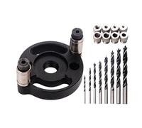 Center Spinner Drill Guide, Aluminio Alloy Hole Kit, Woodworking Jigs, Drilling Demo with 6/8/10mm Bushings, Precision Hand Tool for Furniture Manufacturing, Workshop Use