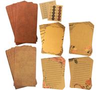 CenterZ - Juego de papel de papeler a vintage y sobres kraft con sellos adhesivos (64 hojas de 4 dise os, 8,3 x 5,7 pulgadas; 20 hojas de 2 color