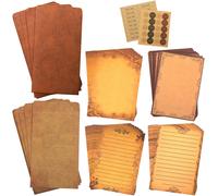 Centerz Vintage Paper estacionarios sobres de Kraft Juego con pegatinas de sello 64 piezas 4 Patrones 8.3 x 5.7 Papeles de papelera de escritura 2