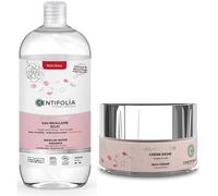 CENTIFOLIA agua micelar rosa 500 ml + crema rica 50 ml, orgánico, desmaquilla, hidrata y alisa la piel deshidratada, dejando el rostro luminoso, suave y revitalizado, fabricado en Francia