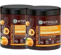 CENTIFOLIA Mascarilla Prechampú Nutrición Ultra Rica Bio 250 ml Pack de 2, para Cabello Muy Seco, Rizado y Ondulado, Nutre y Repara, con Aceite de Albaricoque y Burití BIO, Fabricado en Francia