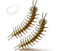 Centipede Button Cover, Retro Brass Active Centipede Button Clip-On for Shirt Decor, Punk Alternative Fashion Animal Collar Clothing Brooch Accessory, Unique Jewelry Gift for Men & Women (2pcs)