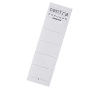 Centra - Recambio de Etiqueta Adhesiva para Lomo para Archivadores de Palanca de Plástico de 75 mm, Cortas y Amplias, 55 x 190 mm, Cartón, 290105, Blanco, Pack de 10 Etiquetas