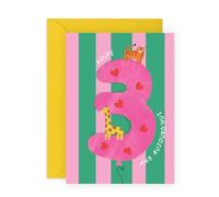 Central 23 3 Ans Carte Anniversaire Fille Safari Animaux Tigre Enfant Vient Avec Stickers Cadeau Anniversaire Cadeau Mignon Par