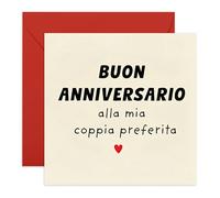 Central 23 Biglietto Anniversario - Alla mia Coppia Preferita - Diseño Elegante e Semplice per Marito, Moglie e Partner - Auguri Matrimonio e Vita Insieme - Include Adesivi e Busta