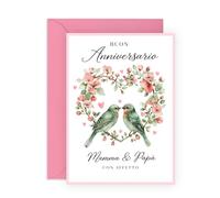 Central 23 Biglietto Anniversario Matrimonio Genitori - Auguri per Mamma e Papà - Ideale per Qualsiasi Traguardo di Nozze - Include Adesivi Di˚ti e Busta