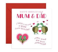 Central 23 Biglietto Anniversario Matrimonio Genitori Tartartaruga Mamma Papà 30 40 50 Anni Nozze D'Oro Rubino Perla Idea Regalo Coppia Disegno Simpatico Con Adesivi Di