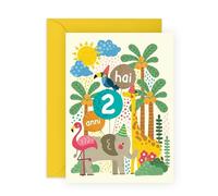 Central 23 Biglietto Auguri 2 Anni - Animali Selvaggi per Bimbo e Bimba - Regalo Secondo Compleanno Figlio e Nipote - Da Mamma e Papà - Include Adesivi Di˚ti e Busta