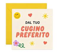 Central 23 Biglietto Auguri Cugino e Cugina - Dal tuo Preferito - Regalo per Parenti, Amici e Famiglia - Idea Diőte per Compleanno - Include Adesivi e Busta