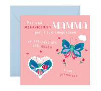 Central 23 Biglietto Auguri Mamma - Farfalla Dolce per Donna - Regalo Compleanno Madre e Matrigna da Figlia o Figlio - Interno Bianco con Adesivi e Busta