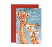 Central 23 Biglietto Auguri Mamma - Giraffa Dolce e Fantasiosa - Regalo di Compleanno Unico per Madre e Mammina - Bigliettino Speciale per Lei - Include Adesivi e Busta