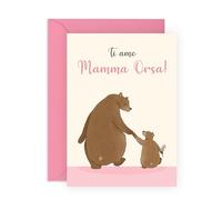 Central 23 Biglietto Auguri Mamma Orsa Dolce Festa Della Mamma Idea Regalo Da Parte Figlio Figlia Graziosa Illustrazione Orsetto Per Lei Con Adesivi Di