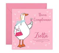 Central 23 Biglietto Auguri Zia - Simpatica Oca per il Compleanno - Regalo Speciale per Lei da Nipote e Nipotina - Diseño Dolce per Donna - Incluye Adesivi Di˚ti e Busta