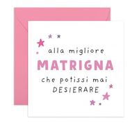 Central 23 Biglietto Matrigna - La Migliore Mamma Acquisita - Auguri Compleanno e Festa della Mamma - Regalo Donna - Ti Voglio Bene e Grazie - Include Adesivi e Busta