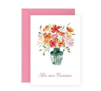 Central 23 Biglietto Ti Voglio Bene Mamma - Auguri Di˚ti con Fiori - Regalo Festa della Mamma e Compleanno Donna - Include Adesivi Simpatici e Busta