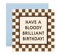 CENTRAL 23 Blo*dy - Tarjeta de cumpleaños para hombre, diseño de tablero de ajedrez marrón, tarjeta de felicitación para amigos, hermanos, hermanas, colegas, chicos, amigos, él, chicos, viene con