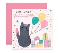 Central 23,Bonitas tarjetas de cumpleaños para ella,'To My Lovely Goddaughter',Tarjeta de cumpleaños para gato,Divertidas tarjetas de cumpleaños para mujeres,Viene con divertidas pegatinas