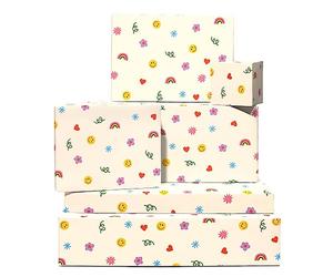 CENTRAL 23 - Bonito papel de regalo - 6 hojas de papel de regalo de cumpleaños - Corazones sonrientes de arcoíris - para niños - para niñas y niños - reciclable