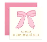 Central 23 Carino Biglietto Auguri Ragazza Rosa Fiocco Figlia Nipote Sorella Viene Con Adesivi Regalo Compleanno Regalo Carino Da