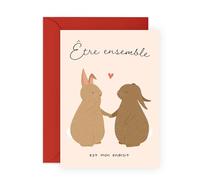 Central 23 Cartas románticas Couple Lapins - Ensemble est mon Endroit Préféré - Cadeau pour Mari, Femme, Petit-ami & Petite-amie - Anniversaire & Mariage - Inclus Autocollants
