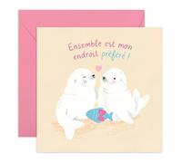 Central 23 Cartas románticas Couple - Mon Endroit Préféré - Carte Anniversaire de Mariage Motif Phoque pour Mari, Femme, Petit-ami & Petite-amie - Saint-Valentin - Inclus Autocollants