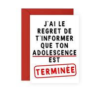 Central 23 Carte Anniversaire Amusante Pour Fille Ou Fils - ADOLESCENCE EST TERMINÉE - Carte D'Anniversaire 20e Anniversaire Pour Homme Et Femme - 20 Ans - Livrée Avec Autocollants - Par
