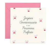 Central 23 Carte Anniversaire Femme - Ma Personne Préférée - Cadeau pour Meilleure Amie, Épouse, Sœur & Fille - Motif Nœuds Roses & Cerises - Inclus Autocollants Amusants