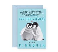 Central 23 Carte Anniversaire Pour Homme Femme - À MON PINGOUIN - Jolies Cartes D'Anniversaire Pour Mari Petit Ami Petite Amie - Pour Couple Partenaire - Livrée Avec Des Autocollants - Par