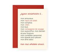 Central 23 Carte anniversaire pour mari - MON SEUL VÉRITABLE AMOUR - Cartes anniversaire pour femme petite amie - Cadeau pour petit ami couple amoureux - Livré avec autocollants - Par
