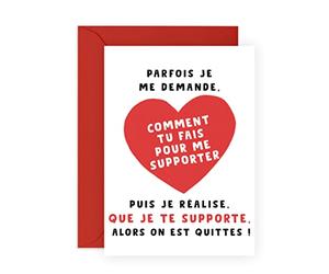 Central 23 Carte d'anniversaire humoristique pour homme et femme - Comment tu fais pour me supporter - Carte d'anniversaire de mariage pour femme, mari - Cadeau pour petite amie, petit ami, fiancé