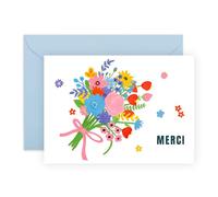 Central 23 Carte de Remerciement avec Enveloppe - Pour Maîtresse, Mariage, Baptême & Entreprise - Joli Bouquet de Fleurs pour Femmes - Avec Autocollants Amusants - Design Floral