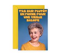 Central 23 Carte grossière pour elle - Carte rétro pour maman, grand-mère, tante - 50 60 70 ans - Carte d'anniversaire humoristique pour femme - blague d'âge - avec autocollants
