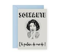 Central 23 Carte pour 60 ans anniversaire femme - « SOIXANTE » - 60e anniversaire humour - Cartes d'anniversaire drole pour maman tante grand-mère - Ancienne - par