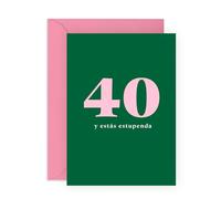 Central 23 de 40 cumpleaños - Cuarenta y fabuloso - de feliz cumpleaños a los 40 - Regalos para mujeres - Diseño minimalista moderno verde - Incluye pegatinas divertidas