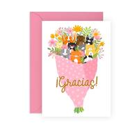 Central 23 de agradecimiento para amigos - Ramo de gatitos - Tarjetas de felicitación con flores - Tarjetas de agradecimiento con sobre - Regalos de agradecimiento para hombres y mujeres