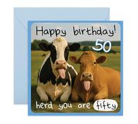 CENTRAL 23 Divertida tarjeta de 50 cumpleaños - Herd You Are Fifty Cow - Regalos para él, ella, hermano, hermana, amigos, mejor amiga, mejor amiga, primo hermano, mamá, papá, cincuenta, viene con