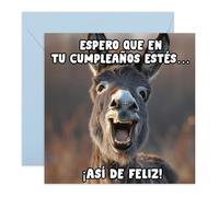 Central 23 Divertida tarjeta de cumpleaños de burro: Burro lindo y feliz. Regalos para amigos, él, ella, mejores amigos, colegas, familiares, compañeros de trabajo