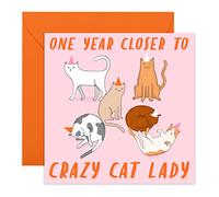 Central 23 - Divertida tarjeta de cumpleaños - Diseño de broma Cat Lady - Para mujeres, esposa, madre, hermana, viene con divertidas pegatinas