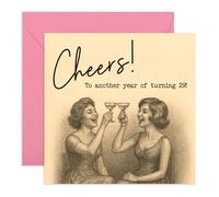 CENTRAL 23 Divertida tarjeta de cumpleaños número 30 para ella - "Cheers to Another Year of Turning 29" Drinking - Tarjeta de felicitación para amiga, hermana, colega, compañera de trabajo, mejores