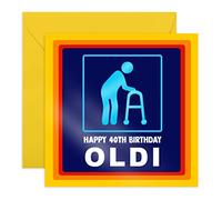 Central 23 - Divertida tarjeta de cumpleaños para 40 años - Feliz cumpleaños de 40 años - Regalo para su cuarenta - Bromas de edad para marido - Amigos en sus cuarenta - Viene con divertidas pegatinas