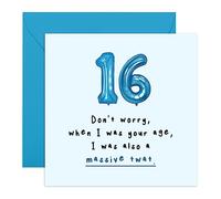 Central 23 - Divertida tarjeta de cumpleaños para él 16 años - I Was A Massive Tw*t - Tarjeta de felicitación para hijo hija hermano hermana - Viene con divertidas pegatinas