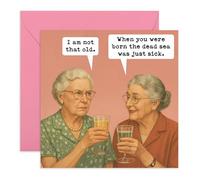 Central 23 Divertida tarjeta de cumpleaños para mujer, con texto en inglés "When You Were Born The Dead Sea Was Just Sick", retro, para mamá, abuela, tía, amiga, humor sarcástico, viene con
