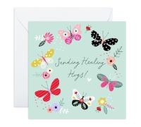 CENTRAL 23 Envío de tarjetas de abrazos curativos y sobre, Get Well 26, recuperación rápida para él y ella, tarjetas de aliento para hombres y mujeres, tarjeta de felicitación floral, para amigas,