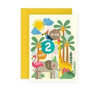Central 23 Geburtstagskarte 2 Jahre - Wildtiere für Jungen und Mädchen - Geschenk zum 2. Geburtstag für Sohn und Enkel - Von Mama und Papa - Inklusive Sticker und Umschlag