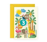Central 23 Geburtstagskarte 3 Jahre - Wildtiere für Jungen und Mädchen - Geschenk zum 3. Geburtstag für Tochter, Sohn und Enkel - Von Mama und Papa - Inklusive Sticker und Umschlag