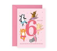 Central 23 Geburtstagskarte 6 Jahre Katze Ballerina Mädchen Sechs Nichte Cousine Enkelin Ballett Kinder Süßes Design Geschenkidee Von Familie Inklusive Aufkleber Von