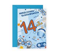 Central 23 Geburtstagskarte für Kinder - 14 Jahre - Gamer - Alles Gute zum 14. Geburtstag - Videospiel-Gaming - Aufkleber