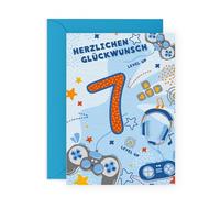 Central 23 Geburtstagskarte für Kinder - 7 Jahre - Gamer - Alles Gute zum 7. Geburtstag - Videospiel-Gaming - Aufkleber